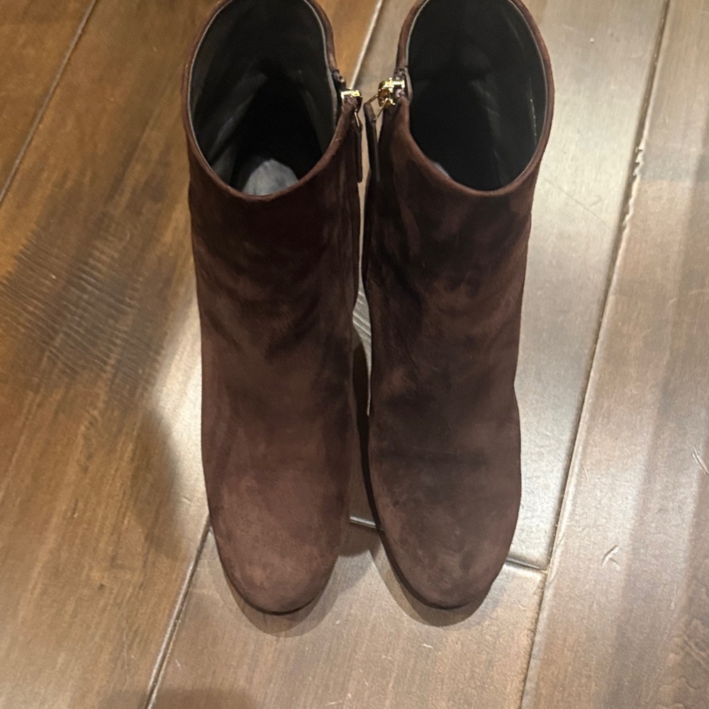 CHANEL Dark Brown Suede Ankle Boots